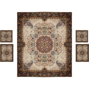 Persian Bedspread Set – Oriental Style Double Size with Termeh Fabric – Afshar