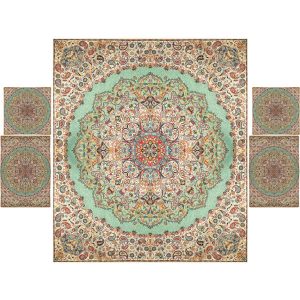 Persian Bedspread Set – Oriental Style Double Size with Termeh Fabric – Negin