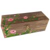 Wooden Box for Gift Giving with Artistic Pattern Pink Flower