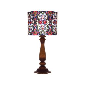 Traditional Wooden Table Lamp with Persian Inspired Lampshade