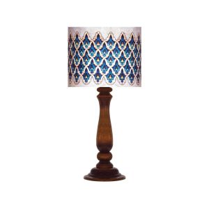 Traditional Wooden Table Lamp with Persian Inspired Lampshade Iblue