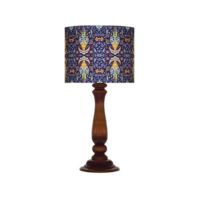 Traditional Wooden Table Lamp with Persian-Inspired Kabiri Shade