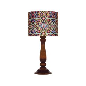 Traditional Wooden Table Lamp with Persian Inspired Lampshade Kashi