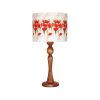 Traditional Wooden Table Lamp with Floral Pattern Shade