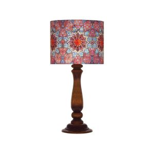 Traditional Wooden Table Lamp with Persian Inspired Lampshade Silva