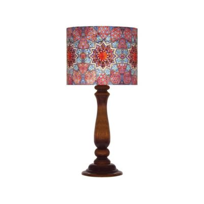 Traditional Wooden Table Lamp with Persian-Inspired Silva Shade