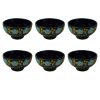 Handcrafted Pottery Bowl with Flowers Design - For Yogurt, Desserts, Salad, & Noodles (Set of 6)