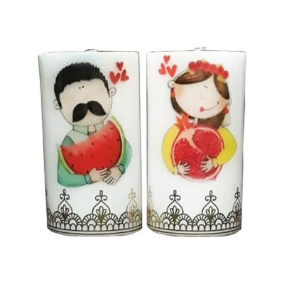 Persian Pomegranate Pillar Candle with Lovers Design – Romantic Yalda Night Decor