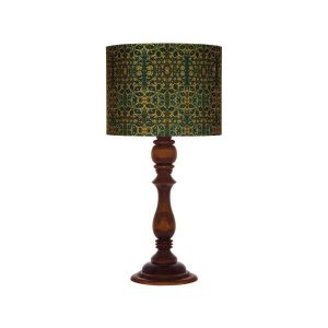 Traditional Wooden Table Lamp with Persian Inspired Lampshade Aseman