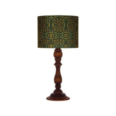 Traditional Wooden Table Lamp with Persian-Inspired Aseman Shade