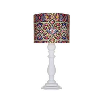 Traditional Wooden Table Lamp with Persian-Inspired Dalan Shade