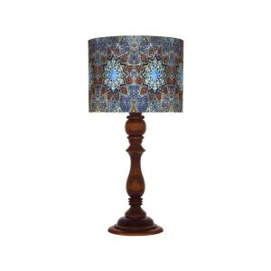 Traditional Wooden Table Lamp with Persian Inspired Lampshade Delban