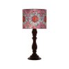 Traditional Wooden Table Lamp with Persian-Inspired Diba Shade