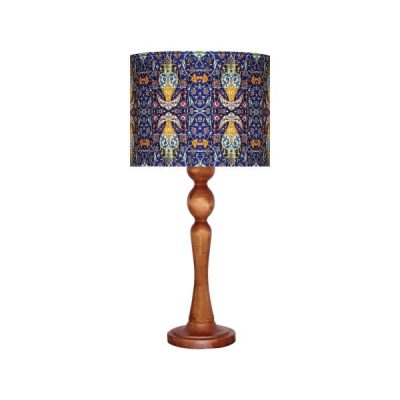 Traditional Wooden Table Lamp with Persian-Inspired Kabiri Shade