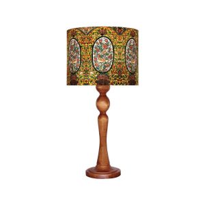 Traditional Wooden Table Lamp with Persian Inspired Lampshade Kara