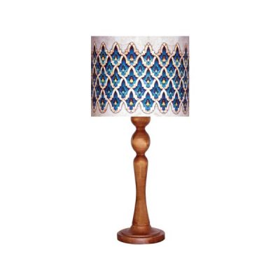 Traditional Wooden Table Lamp with Persian-Inspired Mahan Shade