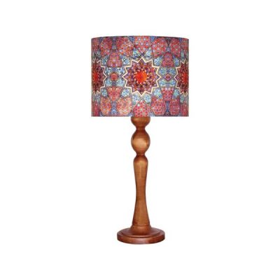 Traditional Wooden Table Lamp with Persian-Inspired Maria Shade