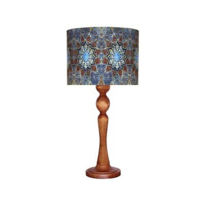 Traditional Wooden Table Lamp with Persian-Inspired Mina Shade
