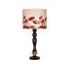 Traditional Wooden Table Lamp with Floral Rose Pattern Shade