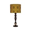 Traditional Wooden Table Lamp with Persian-Inspired Samar Shade