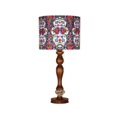 Traditional Wooden Table Lamp with Persian-Inspired Samko Shade