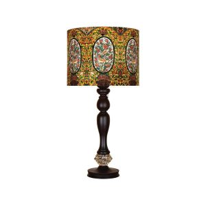 Traditional Wooden Table Lamp with Persian Inspired Lampshade Sareb
