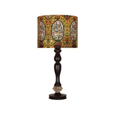 Traditional Wooden Table Lamp with Persian Inspired Lampshade Sareb