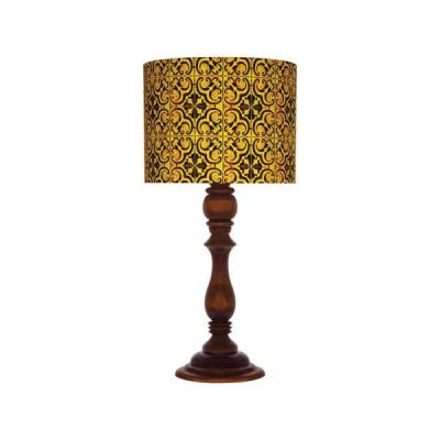 Traditional Wooden Table Lamp with Persian-Inspired Sunny Shade