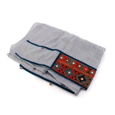 Balochi Embroidered Shawl for Women Gray