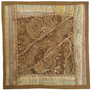 Embroidered Cushion Cover – Brown Suzani Design