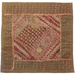 Embroidered Cushion Cover – Brown Suzani Design
