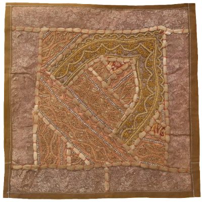 Embroidered Cushion Cover - Golden Suzani Design