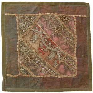 Embroidered Cushion Cover – Brown Design