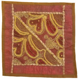 Embroidered Cushion Cover – Gold Suzani Design
