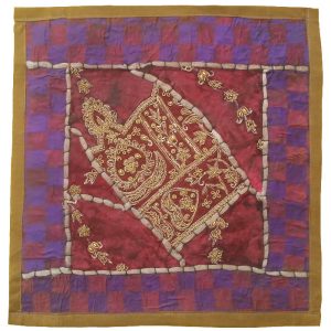Embroidered Cushion Cover – Pink & Purple Design