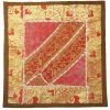 Embroidered Cushion Cover - Red with Golden Suzani Design