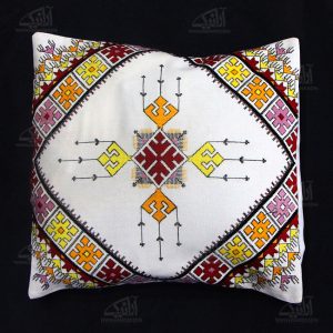 Embroidered Cushion Cover – White Suzani Design