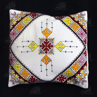 Embroidered Cushion Cover - White Suzani Design