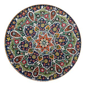 Decorative Pottery Wall Plate Hand-Painted with Persian Minakari Enamel Galaxy