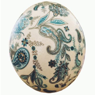 Persian Decorative Hand Painted Ostrich Egg Shell - Blue