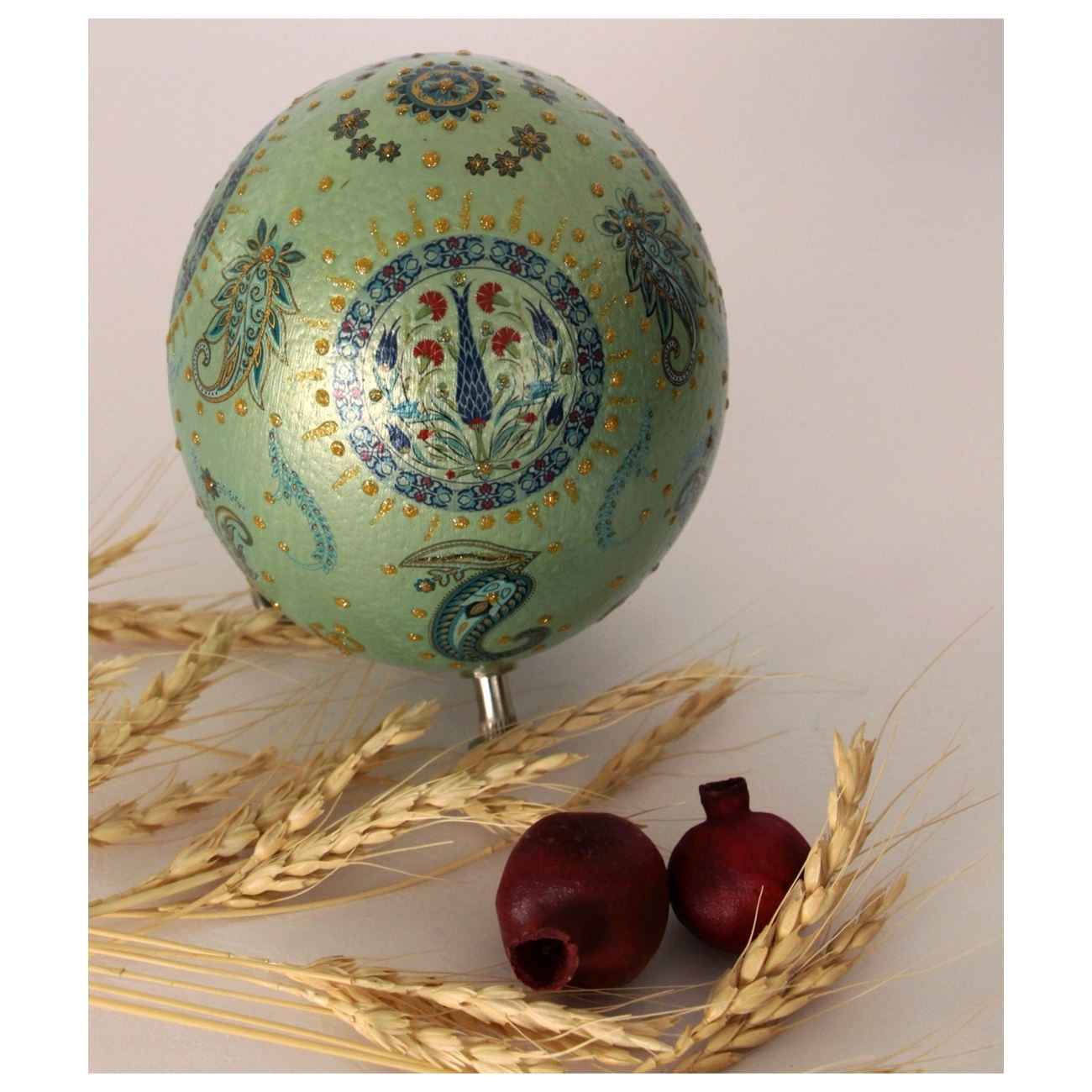 Persian Decorative Hand Painted Ostrich Egg Shell