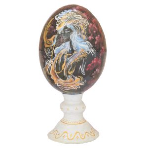 Persian Decorative Hand Painted Ostrich Egg Shell – Red