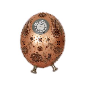 Persian Decorative Hand Painted Ostrich Egg Shell with Clock