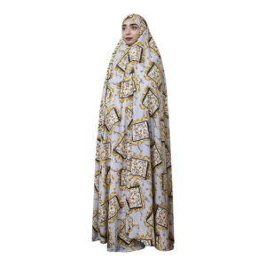 Golden White Floral Overhead Hijab – Persian Namaz Gown