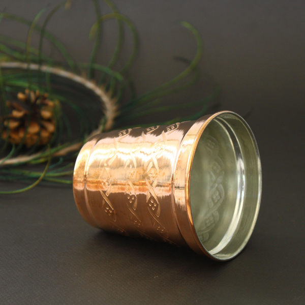 Persian Copper Cup – Handcrafted with Handle for Cold Drinks – Hammered Mahak