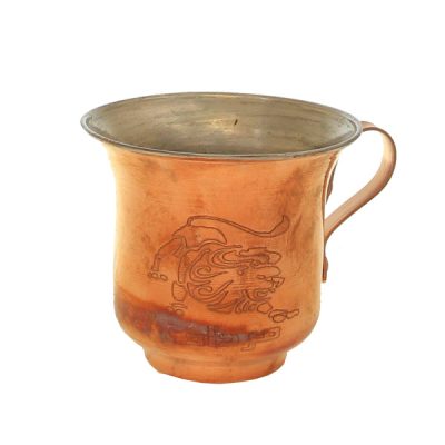 Persian Copper Cup - Handcrafted with Handle for Cold Drinks - Hammered Mordad
