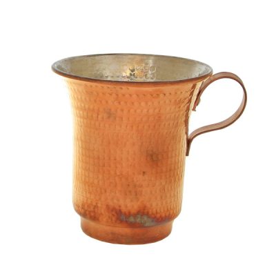 Persian Copper Cup - Handcrafted with Handle for Cold Drinks - Hammered Parin