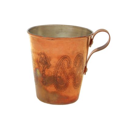 Persian Copper Cup - Handcrafted with Handle for Cold Drinks - Hammered Waran