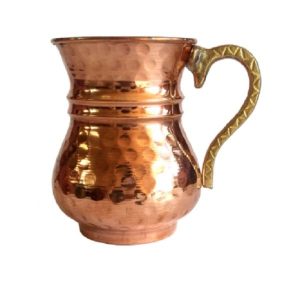 Persian Copper Cup – Handcrafted with Handle for Cold Drinks – Hammered Yaran