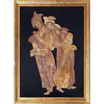 Persian Leyli & Majnoon Marquetry Wood Wall Art – Romantic Traditional Artwork for Home Decor